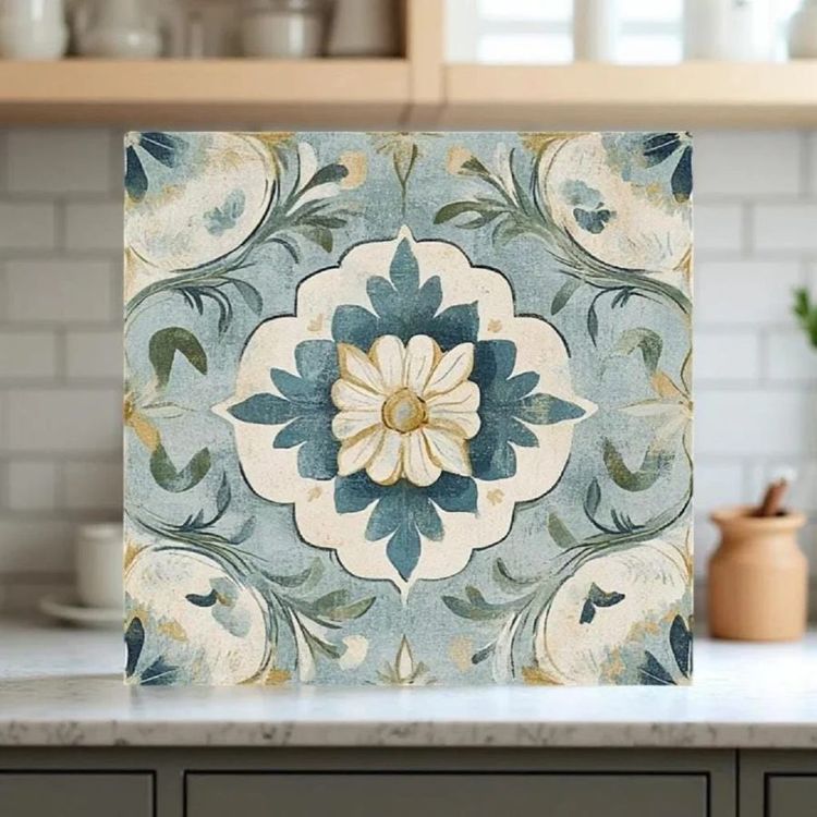 Auralenne Blue Verdisa Kitchen bathroom backsplash floor custom vintage farmhouse rustic ceramic bathroom shower kitchen mexican T100-12-1