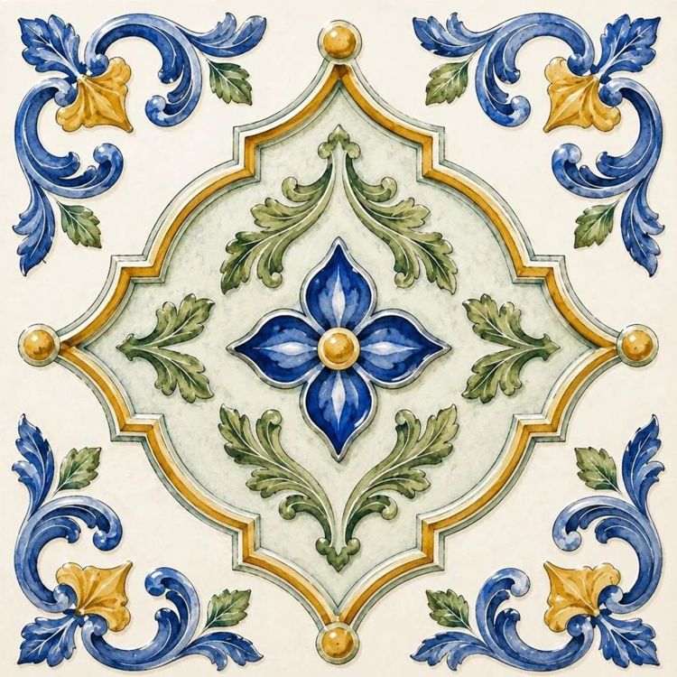 Azzeloria™ Decorative Ceramic Tile, Patterned Backsplash Tile, Luxury Wall, Kitchen and Bathroom Tile, Designer Decorative V2