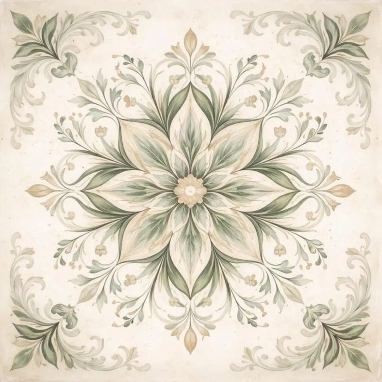Salerno Verdi Rosetta™ Decorative Ceramic Tile, Patterned Backsplash Tile, Luxury Wall, Kitchen and Bathroom Tile, Designer Decorative V2