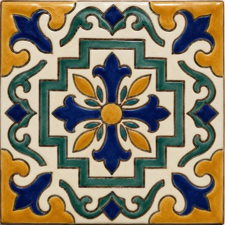 Talavera Kitchen Backsplash Tile Bathroom Shower Floor Tile | Rustic Vintage Farmhouse Ceramic Tile | Mexican Style Custom Tile Córdoba Azul