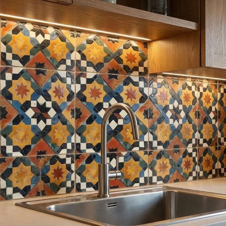Sahara Starlight Mosaic Moroccan-style ceramic tile, design, intricate geometric i… photo 2