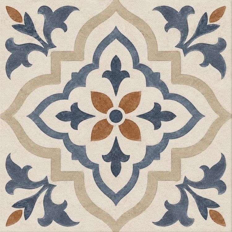 Valterra Azure Medallion™ Kitchen Backsplash Tile Bathroom Shower Floor Tile | Rustic Vintage Farmhouse Ceramic Tile | Mexican Style Custom