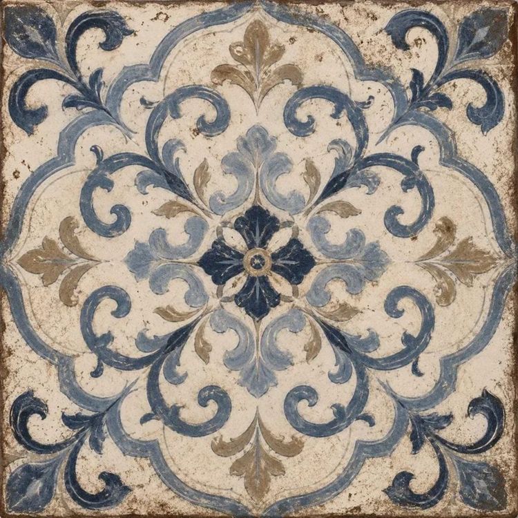 Kitchen bathroom backsplash floor custom vintage farmhouse rustic ceramic bathroom shower kitchen Valmere Azul Relic