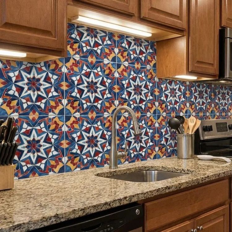 Marrakesh Ember Star Moroccan-style ceramic tile, design, intricate geometric insp… photo 3
