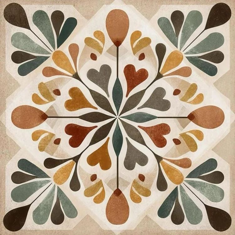 Decorative Ceramic Tile, patterned Backsplash Tile, Luxury Wall Tile, Kitchen and Bathroom Tile, Designer Decorative Tile Solterra Rosette™